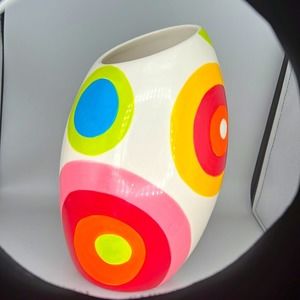 Indra Hand Painted Fine Stoneware Vase retro, MCM,